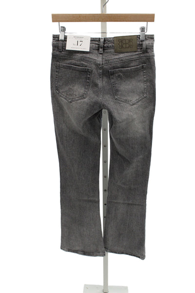 De Rococo Womens Straight Jeans Gray Cotton Blend High Rise Button Size XS