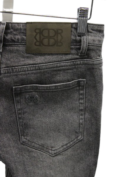 De Rococo Womens Straight Jeans Gray Cotton Blend High Rise Button Size XS