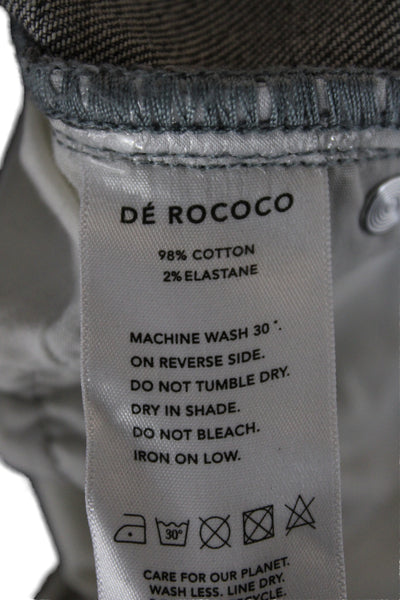 De Rococo Womens Straight Jeans Gray Cotton Blend High Rise Button Size XS