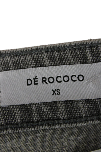 De Rococo Womens Straight Jeans Gray Cotton Blend High Rise Button Size XS
