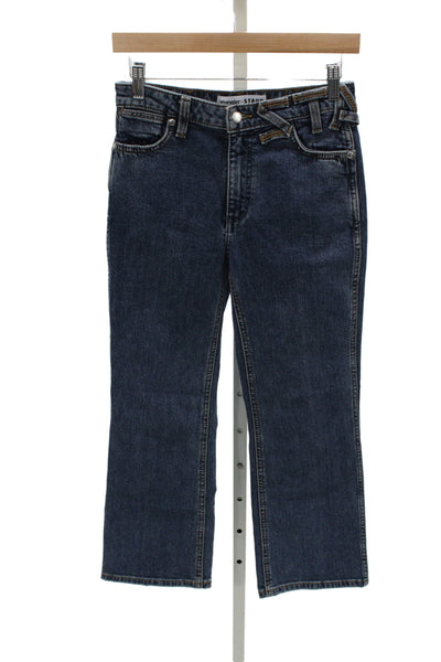Staud Women Bootcut Jeans Blue Cotton Blend High Rise Western Size 24