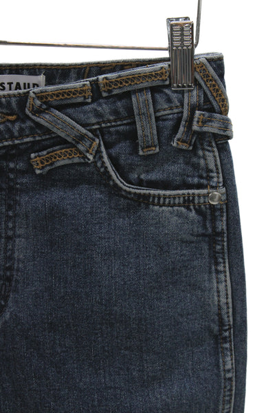 Staud Women Bootcut Jeans Blue Cotton Blend High Rise Western Size 24