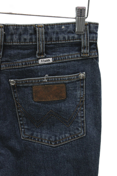 Staud Women Bootcut Jeans Blue Cotton Blend High Rise Western Size 24