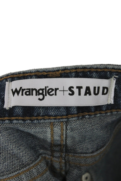 Staud Women Bootcut Jeans Blue Cotton Blend High Rise Western Size 24