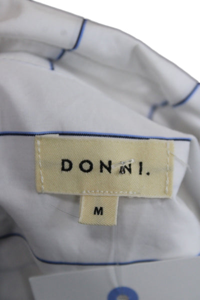 Donni Women Maxi Striped White Collared Sleeveless Button Cotton Dress Size M