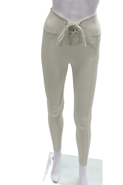 Year Of Ours Womens Ivory Striped Ankle Leggings Athleisure Size S