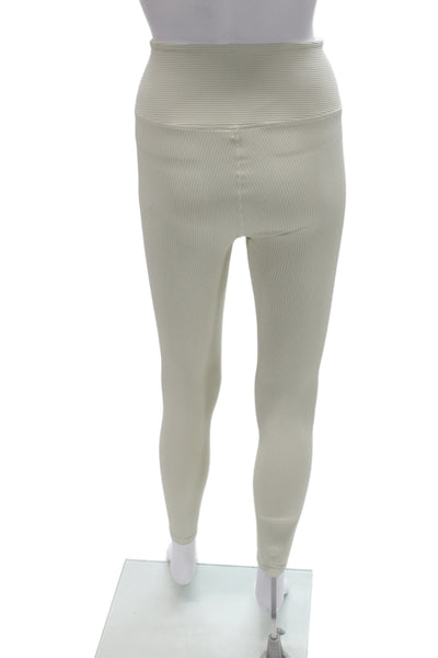 Year Of Ours Womens Ivory Striped Ankle Leggings Athleisure Size S