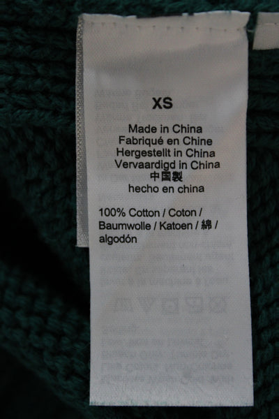 J Crew Women Green Cotton Mock Neck Pullover Sweater Long Sleeve Fall Size XS
