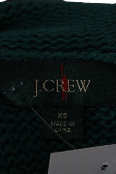 J Crew Women Green Cotton Mock Neck Pullover Sweater Long Sleeve Fall Size XS