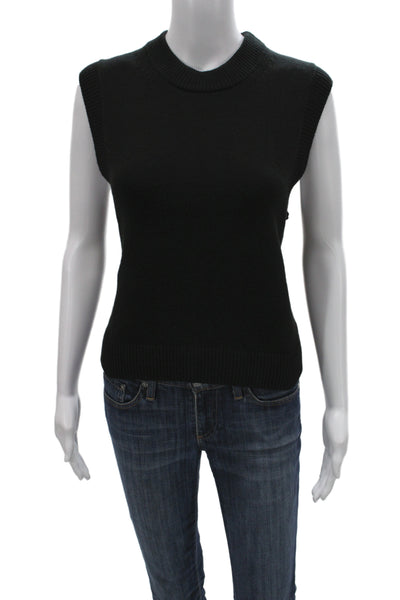 French Connection Womens Black Sleeveless Vest Crew Neck Size S