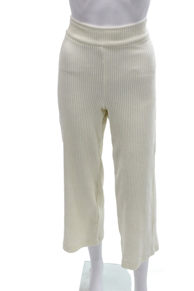 Avenue Montaigne Women Ivory Striped Cropped Pants Pull On Size 8