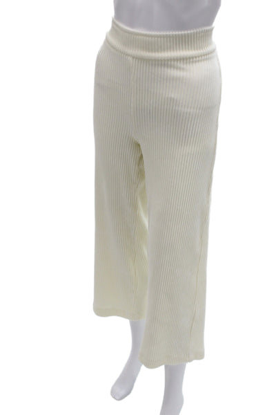 Avenue Montaigne Women Ivory Striped Cropped Pants Pull On Size 8