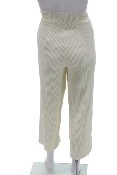 Avenue Montaigne Women Ivory Striped Cropped Pants Pull On Size 8