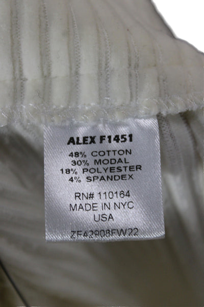 Avenue Montaigne Women Ivory Striped Cropped Pants Pull On Size 8