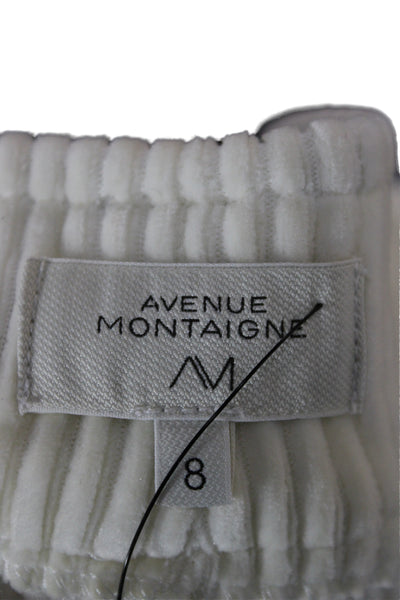 Avenue Montaigne Women Ivory Striped Cropped Pants Pull On Size 8