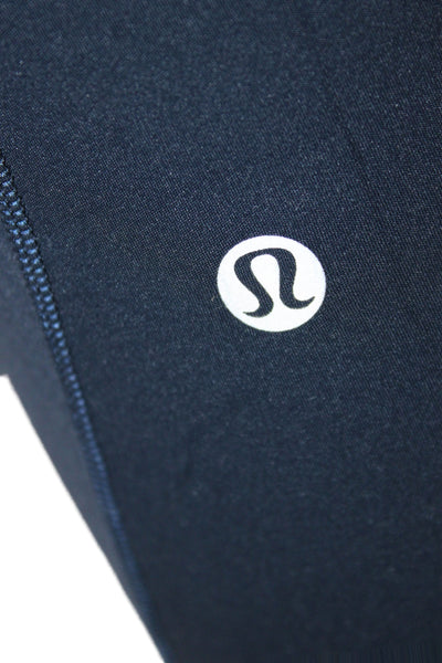 Lululemon Women Ankle Cropped Leggings Dark Blue Nylon Solid Sports Zip Size 8