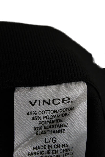 Vince Women Cropped Black Cotton Pants Zip Inseam 27 Size L