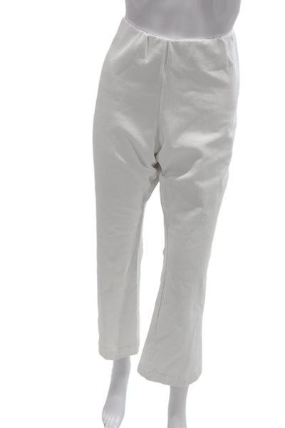 Ann Mashburn Womens Capri Pants White Cotton Blend Pull On Size L