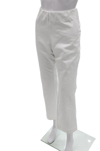 Ann Mashburn Womens Capri Pants White Cotton Blend Pull On Size L
