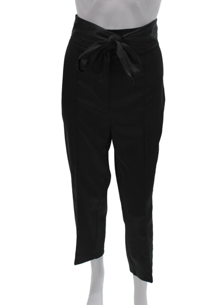 Zara Womens Paperbag Pants Black Polyester Elastane Zip Size L