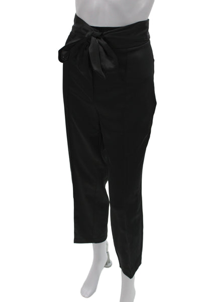 Zara Womens Paperbag Pants Black Polyester Elastane Zip Size L