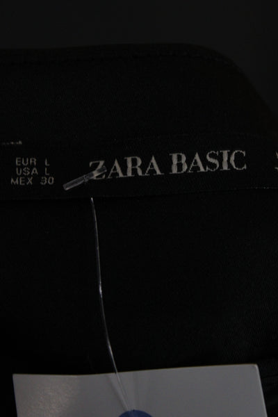 Zara Womens Paperbag Pants Black Polyester Elastane Zip Size L