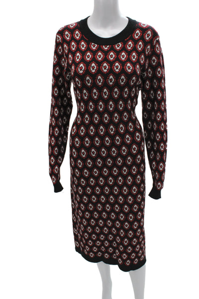 Elie Tahari Women Multicolor Sweater Dress Long Sleeve Roundneck Viscose Size L