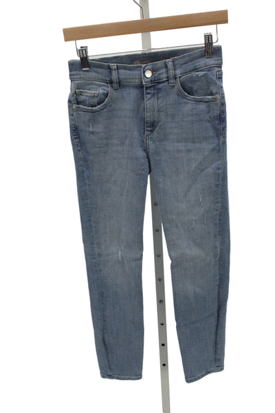 DL1961 Unisex Skinny Cropped Jeans Light Blue High Rise Button Size 25