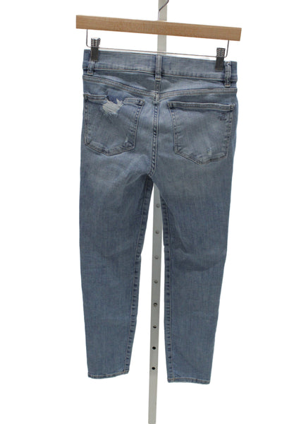 DL1961 Unisex Skinny Cropped Jeans Light Blue High Rise Button Size 25