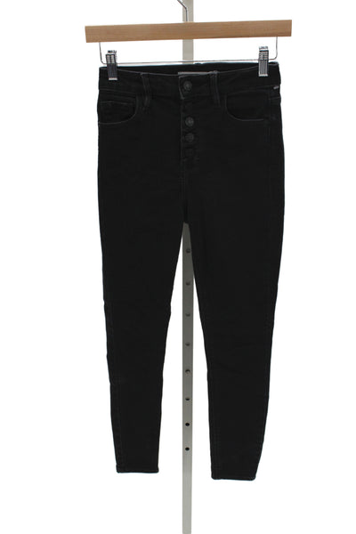 Hidden Women Skinny Ankle Jeans Black High Rise Button Fly Size 25