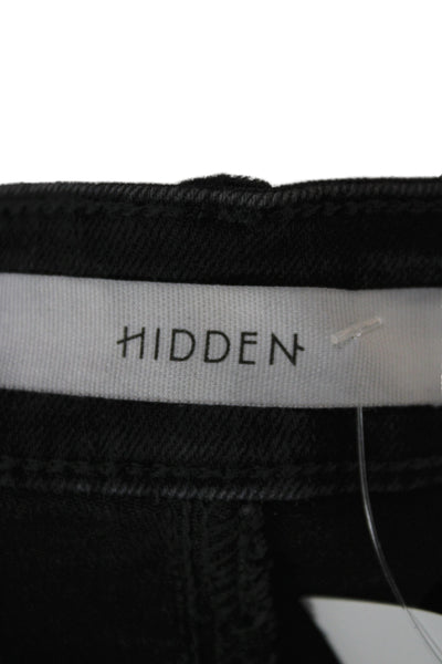 Hidden Women Skinny Ankle Jeans Black High Rise Button Fly Size 25