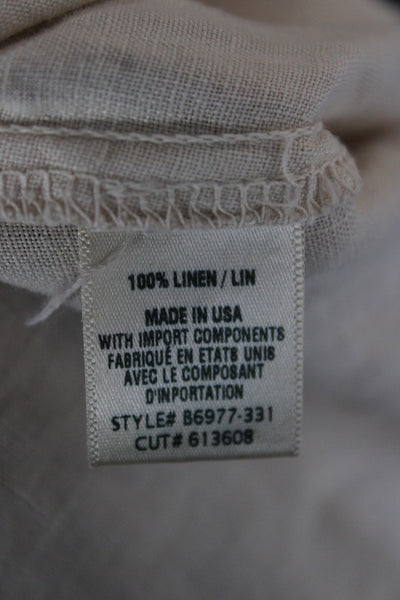 Bella Dahl Women Beige Linen Sleeveless Collared Jumpsuit Size S