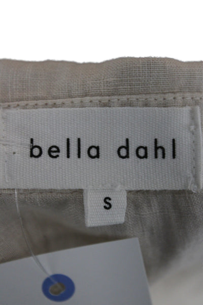 Bella Dahl Women Beige Linen Sleeveless Collared Jumpsuit Size S