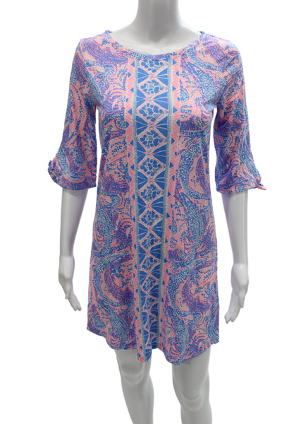 Lilly Pulitzer Womens Shift Dress Multicolor Paisley 3/4 Sleeve Size XS