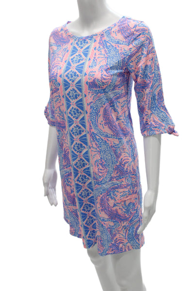 Lilly Pulitzer Womens Shift Dress Multicolor Paisley 3/4 Sleeve Size XS