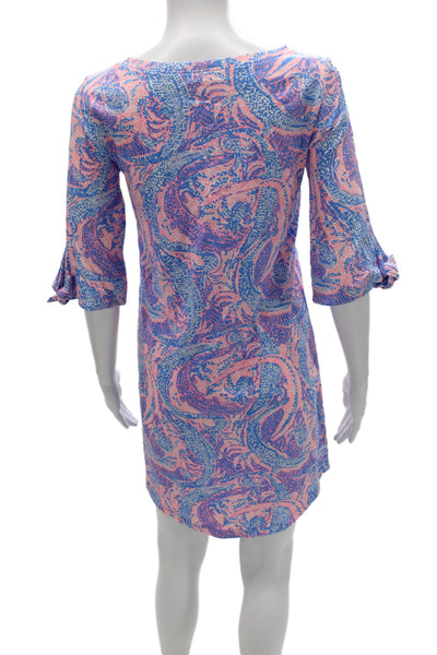 Lilly Pulitzer Womens Shift Dress Multicolor Paisley 3/4 Sleeve Size XS