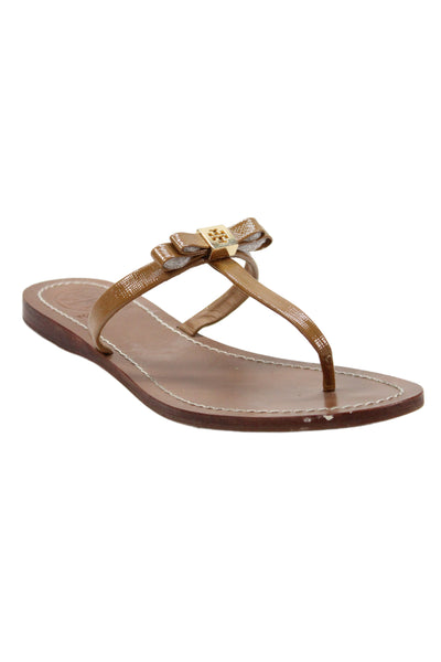 Tory Burch Womens Embellished Flats Thong Sandals Shoes Brown Size 6