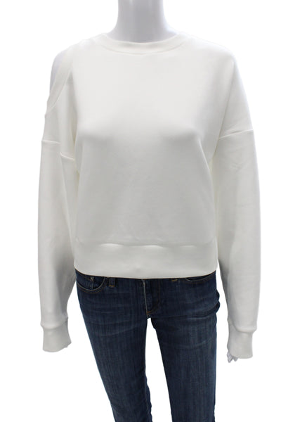 Spanx Womens Pullover Sweatshirt White Crewneck Long Sleeve Size M