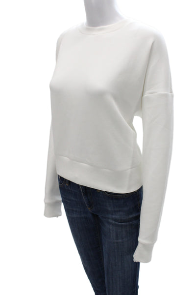 Spanx Womens Pullover Sweatshirt White Crewneck Long Sleeve Size M
