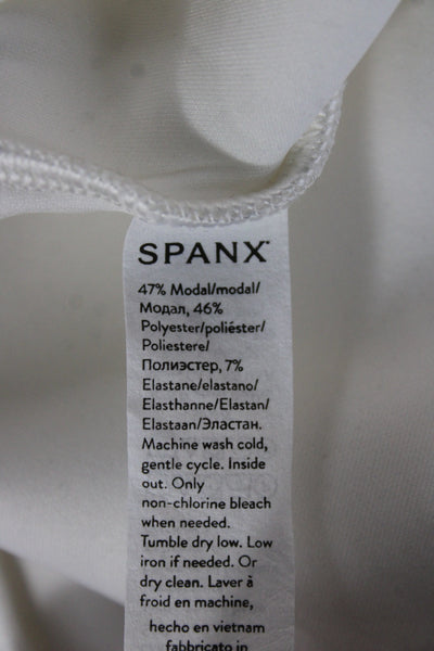 Spanx Womens Pullover Sweatshirt White Crewneck Long Sleeve Size M