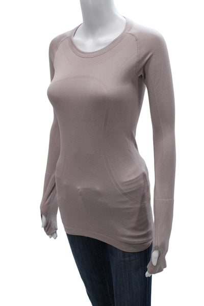 Lululemon Women Basic Long Sleeve Crew Neck Top Beige Size 2