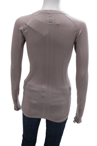 Lululemon Women Basic Long Sleeve Crew Neck Top Beige Size 2