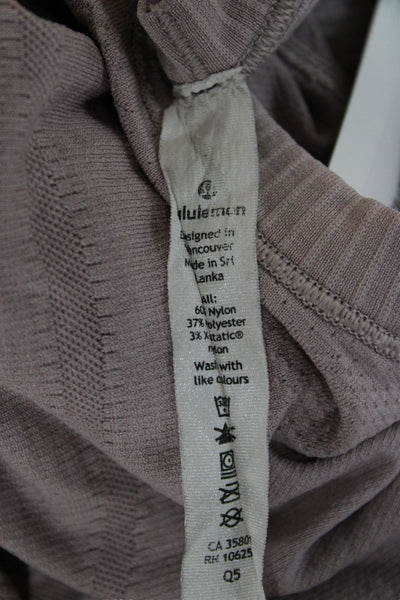 Lululemon Women Basic Long Sleeve Crew Neck Top Beige Size 2