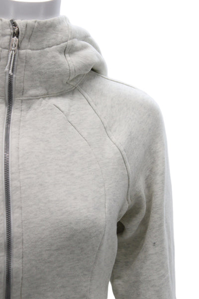 Lululemon Womens Full Zip Hoodie Gray High Neck Cotton Blend Size 6