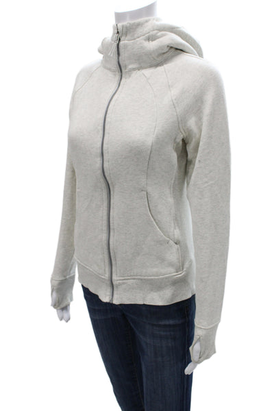 Lululemon Womens Full Zip Hoodie Gray High Neck Cotton Blend Size 6