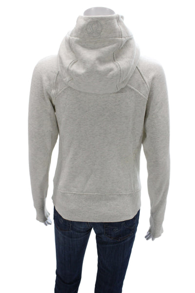 Lululemon Womens Full Zip Hoodie Gray High Neck Cotton Blend Size 6