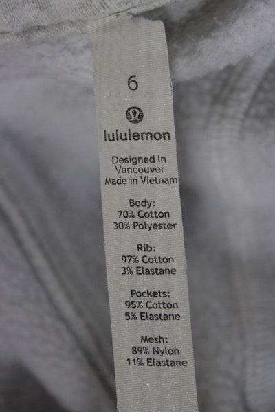 Lululemon Womens Full Zip Hoodie Gray High Neck Cotton Blend Size 6