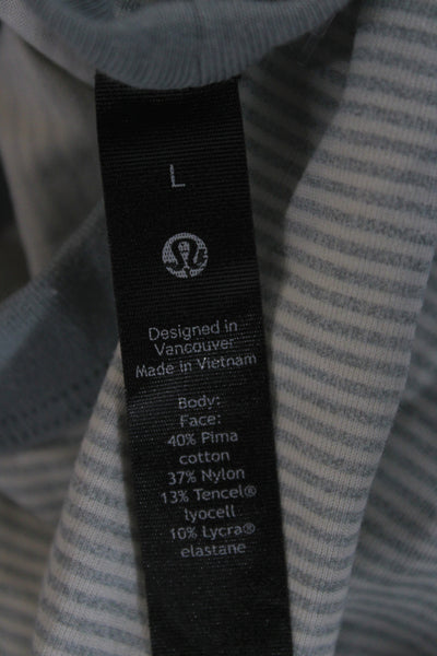 Lululemon Mens Gray Striped Crew Neck Short Sleeve T-Shirt Size L