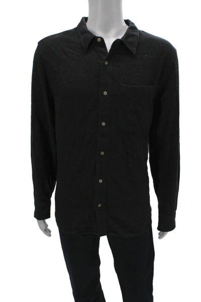 Madewell Mens Point Collar Button-Up Long Sleeve Black 100% Cotton Size XL