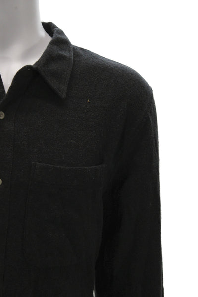 Madewell Mens Point Collar Button-Up Long Sleeve Black 100% Cotton Size XL